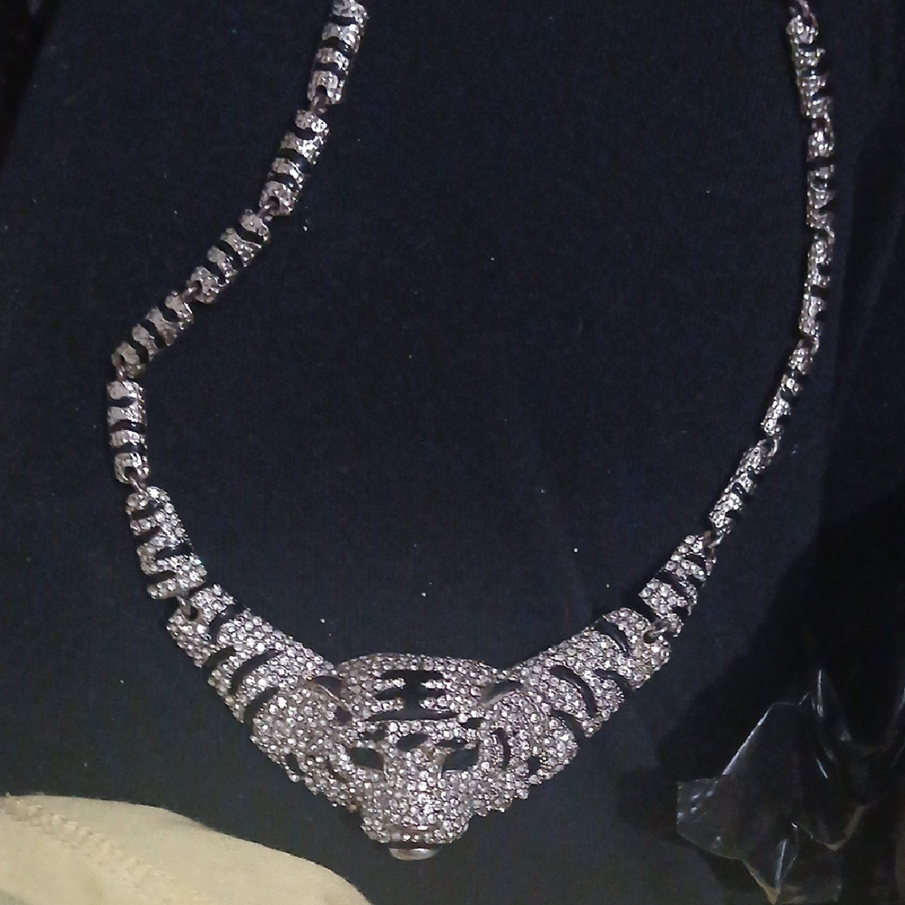 Elegant 925 Silver Panther Necklace